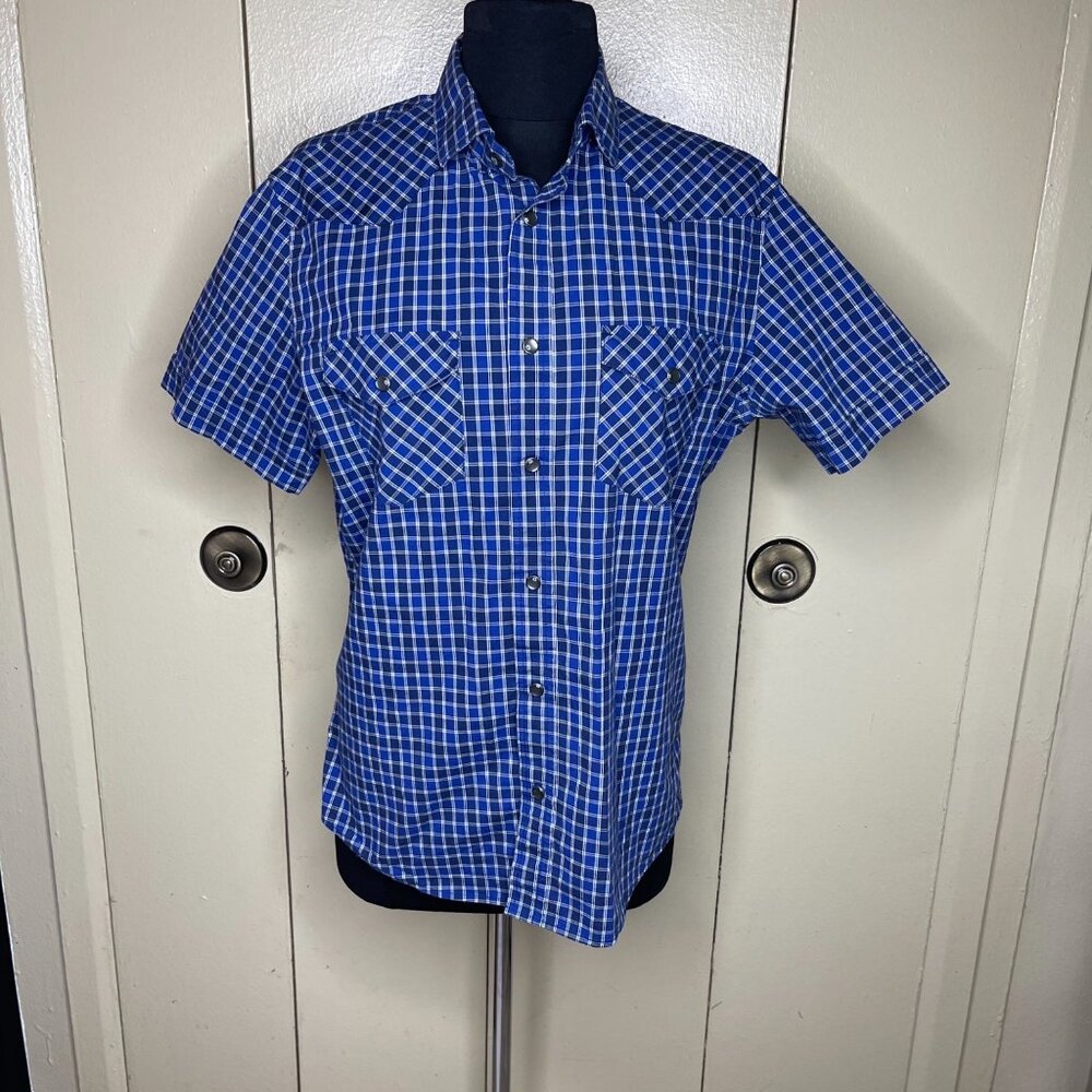 Banana Republic Navy Blue Plaid Shirt -S